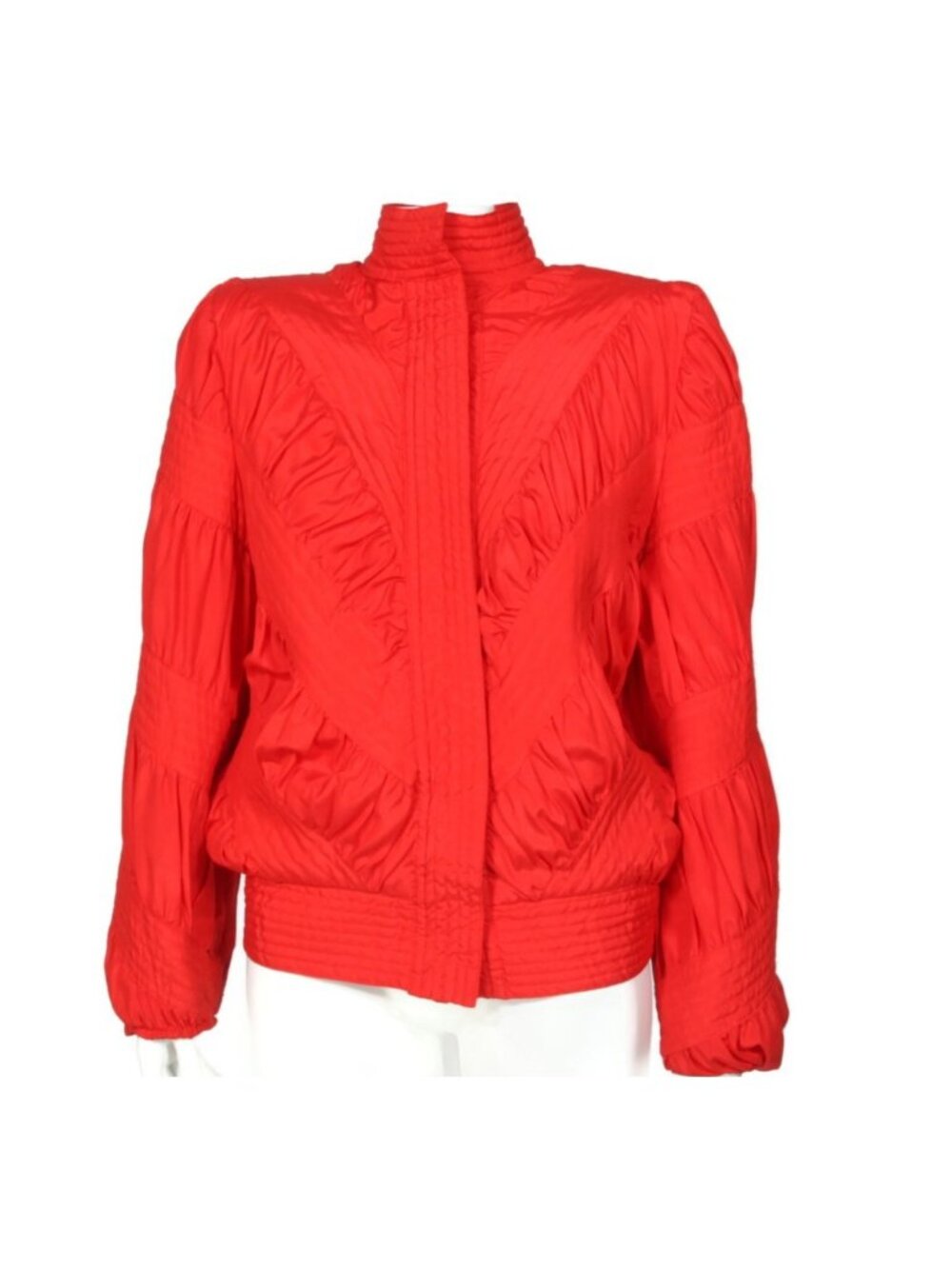 MARGUERITE RUBEL 1980s Red Rusched Lightweight Windbreaker Zip Jacket sz XS /052